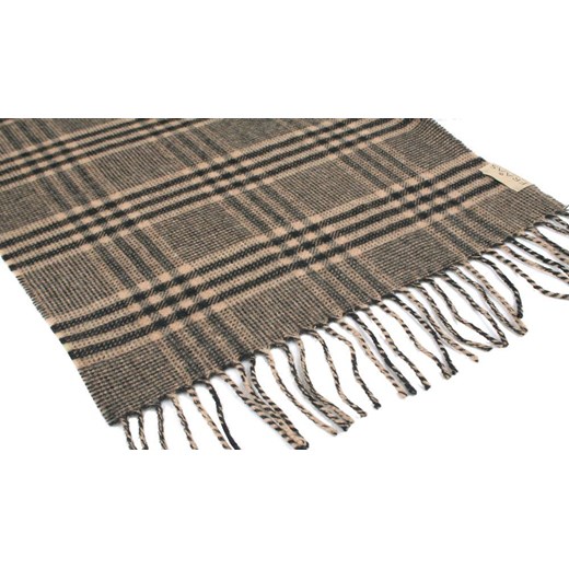 Wełniany Szalik Męski - V. Fraas - w Kratkę, Odcienie Beżów SZAWLN1366 V. Fraas JegoSzafa.pl