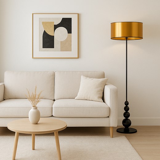 Złota lampa stojąca do salonu ROMA MIRROR - id: 6805 - marki Ciekot Partners Sp. Z O. O. - 186640864 Złota lampa stojąca do salonu ROMA MIRROR ze sklepu Lysne w kategorii Lampy podłogowe - zdjęcie 186640864