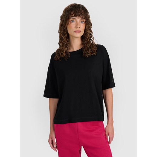 Damski t-shirt oversize 4F 4FWAW25TTSHF2350 - czarny ze sklepu Sportstylestory.com w kategorii Bluzki damskie - zdjęcie 186641011