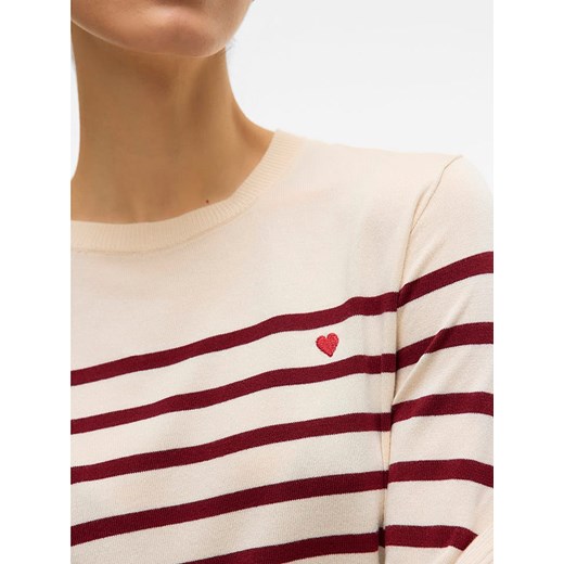 ONLY Sweter w kolorze kremowo-bordowym L wyprzedaż Limango Polska