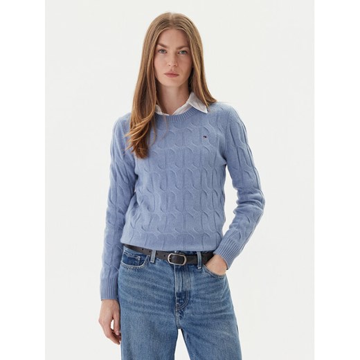 Tommy Hilfiger Sweter WW0WW43586 Błękitny Regular Fit ze sklepu MODIVO w kategorii Swetry damskie - zdjęcie 186642273