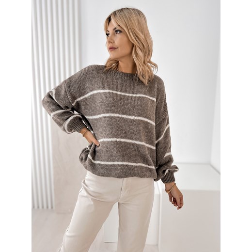 sweter ashbury ciemnobeżowy one size ze sklepu UBRA w kategorii Swetry damskie - zdjęcie 186643082