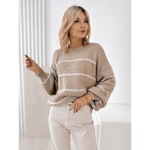 sweter ashbury beżowy one size ze sklepu UBRA w kategorii Swetry damskie - zdjęcie 186643110