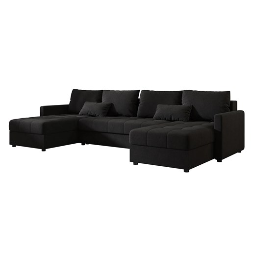 Czarny narożnik U z pojemnikiem na pościel T8-M24 ze sklepu Edinos.pl w kategorii Narożniki - zdjęcie 186643610