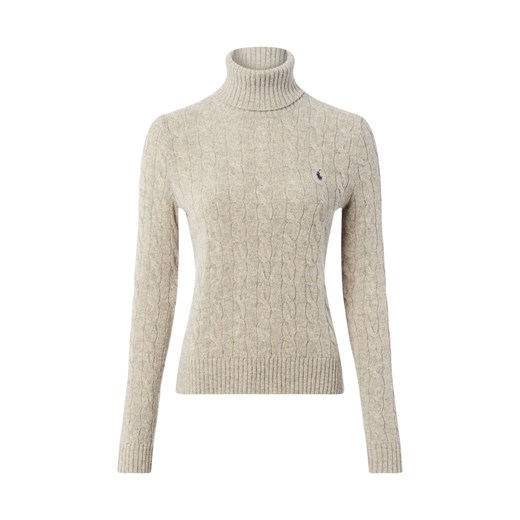 Polo Ralph Lauren Wełniany sweter damski z zawartością kaszmiru Kobiety Kaszmir szary wypukły wzór tkaniny ze sklepu vangraaf w kategorii Swetry damskie - zdjęcie 186645032