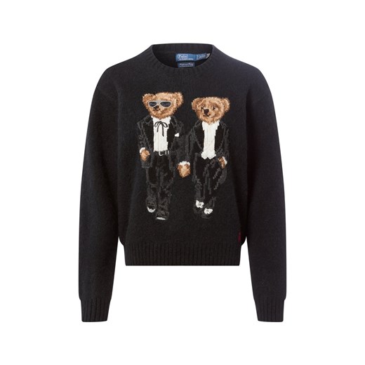 Polo Ralph Lauren Damski sweter z dzianiny z zawartością alpaki, kaszmiru i jedwabiu Kobiety Wełna czarny wzorzysty ze sklepu vangraaf w kategorii Swetry damskie - zdjęcie 186645054