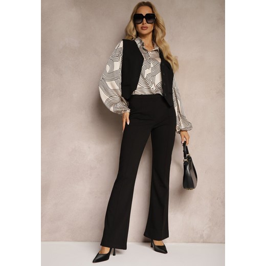 Czarne Garniturowe Spodnie High Waist Dzwony Irithaela Renee L renee.pl