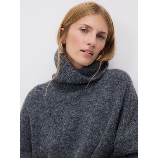 Reserved - Długi sweter z golfem - szary - id: 151GS-85M - marki Reserved - 186645513 Reserved - Długi sweter z golfem - szary ze sklepu Reserved w kategorii Swetry damskie - zdjęcie 186645513