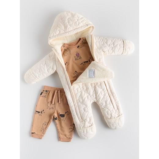 Reserved - Bawełniany komplet z nadrukiem - brązowy ze sklepu Reserved w kategorii Komplety niemowlęce - zdjęcie 186646391