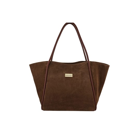 Barberinis - torebka duża zamszowa na ramię - Brązowa ze sklepu butyolivier w kategorii Torby Shopper bag - zdjęcie 186646723