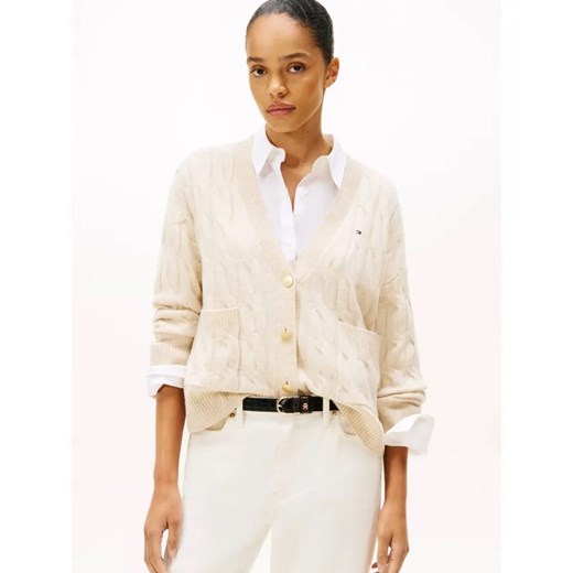 Tommy Hilfiger Wełniany kardigan | Regular Fit ze sklepu Gomez Fashion Store w kategorii Swetry damskie - zdjęcie 186647020