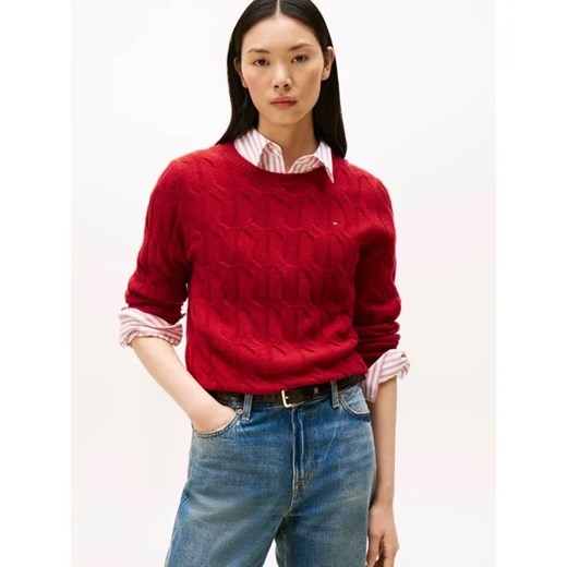 Tommy Hilfiger Wełniany sweter | Regular Fit - id: TH255W000204H44 - marki Tommy Hilfiger - 186647033 Tommy Hilfiger Wełniany sweter | Regular Fit ze sklepu Gomez Fashion Store w kategorii Swetry damskie - zdjęcie 186647033