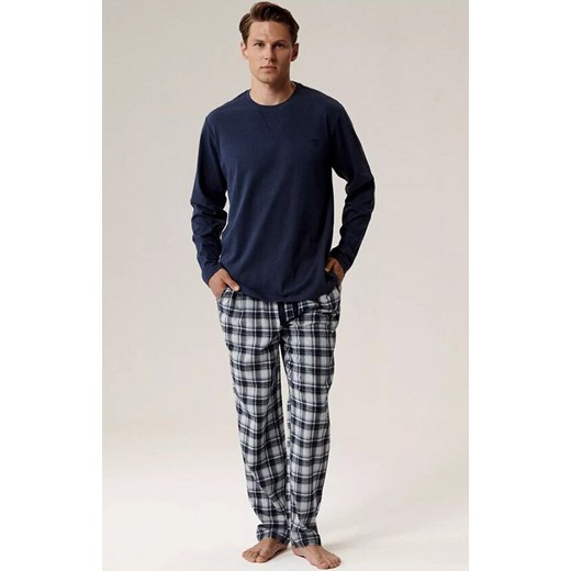 Atlantic długa piżama męska NMP-393-GRA_SZA, Kolor granatowo-szary, Rozmiar M, ATLANTIC ze sklepu Intymna w kategorii Piżamy męskie - zdjęcie 186648743