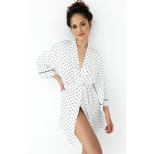 Sensis szlafrok damski Elif, Kolor śmietankowo-czarny, Rozmiar S/M, SENSIS ze sklepu Intymna w kategorii Szlafroki damskie - zdjęcie 186649640