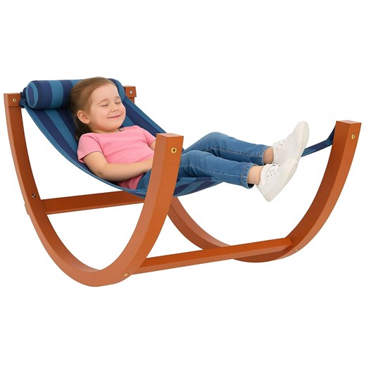 Niebieski leżak dziecięcy na bujanym stelażu S5-F08 ze sklepu Edinos.pl w kategorii Leżaki ogrodowe - zdjęcie 186649700