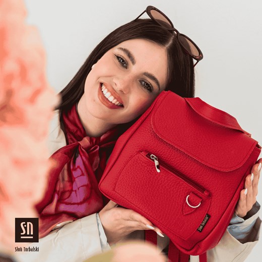 czerwony plecak skórzany Zoya - id: 49809 - marki Słoń Torbalski - 186658791 czerwony plecak skórzany Zoya ze sklepu Słoń Torbalski w kategorii Plecaki - zdjęcie 186658791