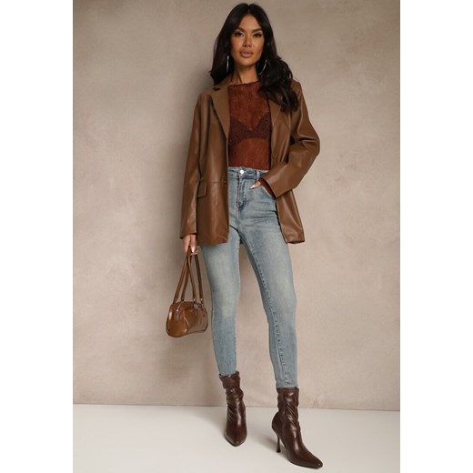 Niebieskie Jeansy Skinny Regular Waist z Bawełną Tevirsa ze sklepu renee.pl w kategorii Jeansy damskie - zdjęcie 186659973