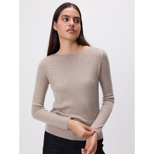 Reserved - Sweter z błyszczącą aplikacją - brązowy ze sklepu Reserved w kategorii Swetry damskie - zdjęcie 186660500