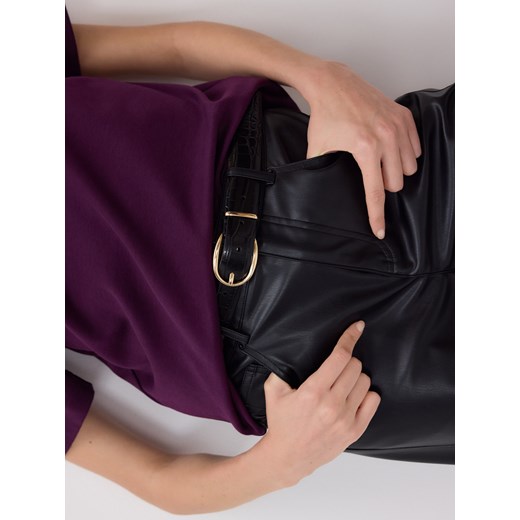 Reserved - Skórzany pasek ze zwierzęcym motywem - czarny ze sklepu Reserved w kategorii Paski damskie - zdjęcie 186660594