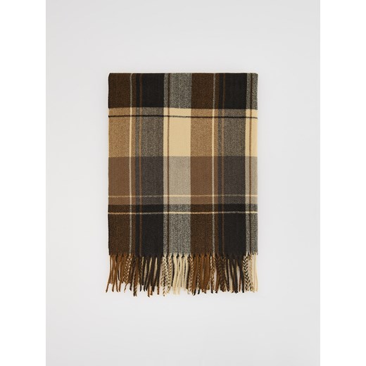 Reserved - Szalik w kratę z frędzlami - beżowy ze sklepu Reserved w kategorii Szaliki męskie - zdjęcie 186660681