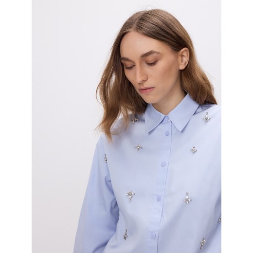 Reserved - Koszula z błyszczącymi aplikacjami - jasnoniebieski ze sklepu Reserved w kategorii Koszule damskie - zdjęcie 186660803
