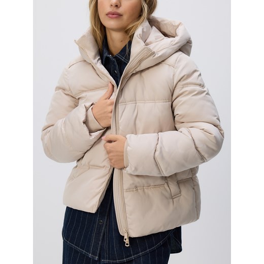 Reserved - Pikowana kurtka z kapturem - kremowy ze sklepu Reserved w kategorii Kurtki damskie - zdjęcie 186660860