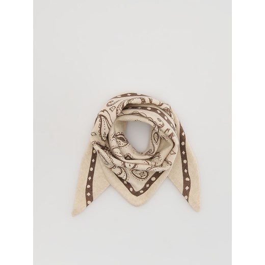 Reserved - Wzorzysty szal z domieszką wełny - kremowy ze sklepu Reserved w kategorii Szaliki i chusty damskie - zdjęcie 186661012