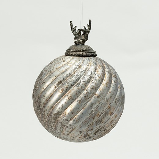 Bombka szklana Silver Twist 10x10x14 cm ze sklepu dekoria.pl w kategorii Dekoracje bożonarodzeniowe - zdjęcie 186661783