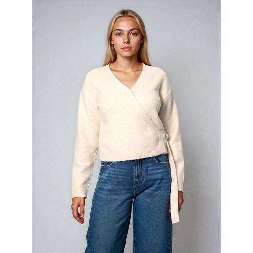Sinsay - Sweter z kokardą - beżowy Sinsay S Sinsay
