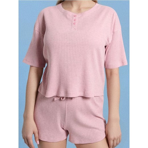 Sinsay - Bawełniana piżama dwuczęściowa - różowy ze sklepu Sinsay w kategorii Piżamy damskie - zdjęcie 186665411