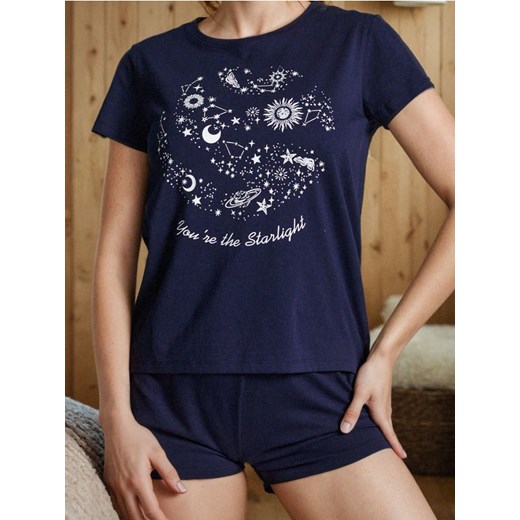 Sinsay - Bawełniana piżama dwuczęściowa z nadrukiem - fioletowy ze sklepu Sinsay w kategorii Piżamy damskie - zdjęcie 186665422