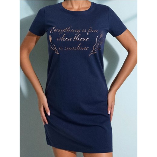 Sinsay - Koszula nocna z napisem - granatowy ze sklepu Sinsay w kategorii Koszule nocne - zdjęcie 186665481