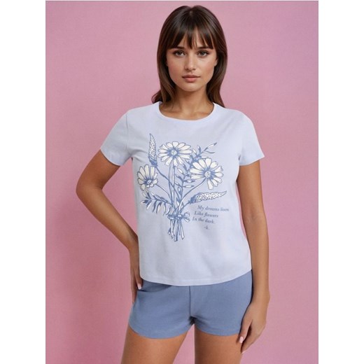 Sinsay - Piżama dwuczęściowa z nadrukiem - błękitny ze sklepu Sinsay w kategorii Piżamy damskie - zdjęcie 186665491