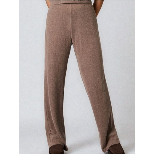 Sinsay - Prążkowane spodnie wide leg - brązowy - id: 472FJ-84X - marki Sinsay - 186665624 Sinsay - Prążkowane spodnie wide leg - brązowy ze sklepu Sinsay w kategorii Spodnie damskie - zdjęcie 186665624