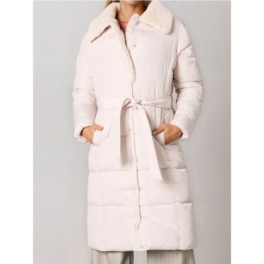 Sinsay - Płaszcz z paskiem - kremowy ze sklepu Sinsay w kategorii Płaszcze damskie - zdjęcie 186665704