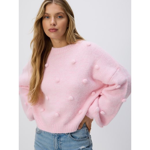 Reserved - Sweter z ozdobnymi aplikacjami - różowy Reserved S Reserved