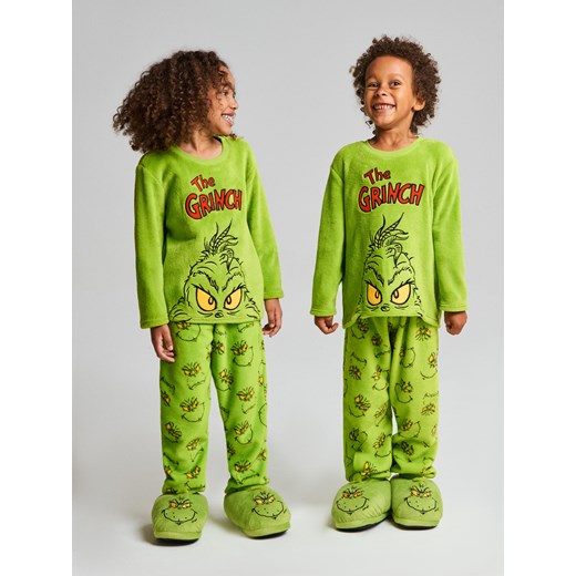 Sinsay - Polarowa piżama dwuczęściowa Grinch - zielony Sinsay 98 (2-3 l) Sinsay