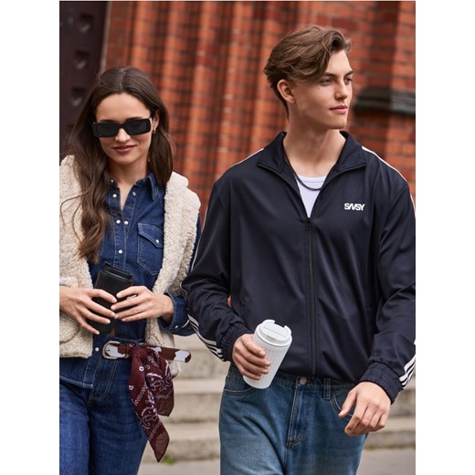 Sinsay - Rozpinana bluza z napisem - czarny ze sklepu Sinsay w kategorii Bluzy męskie - zdjęcie 186667743