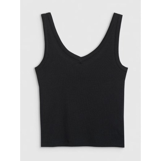 Damski top z prążkowanej dzianiny 4F 4FRAW25TSLEF289 - czarny ze sklepu Sportstylestory.com w kategorii Bluzki damskie - zdjęcie 186668450