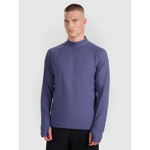 Męska bluza do biegania 4F 4FWAW25TFSWM576 - niebieska ze sklepu Sportstylestory.com w kategorii Bluzy męskie - zdjęcie 186668493