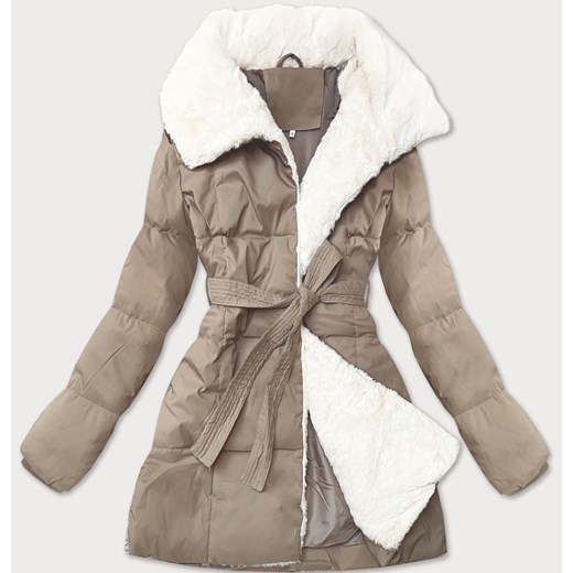 Kurtka damska ze stójką obszyta futerkiem J Style jasny beżowy (16M9165-62) ze sklepu goodlookin.pl w kategorii Kurtki damskie - zdjęcie 186668980