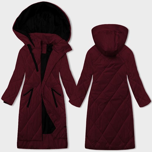 Zimowa długa kurtka damska bordowa (5M3168-1) ze sklepu goodlookin.pl w kategorii Kurtki damskie - zdjęcie 186668981