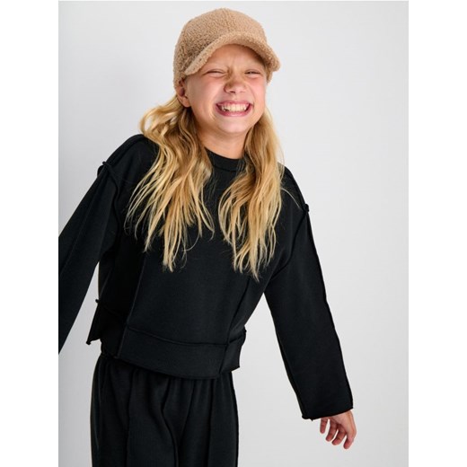 Sinsay - Prążkowana bluza crewneck - czarny - id: 097GC-99X - marki Sinsay - 186669131 Sinsay - Prążkowana bluza crewneck - czarny ze sklepu Sinsay w kategorii Bluzy dziewczęce - zdjęcie 186669131