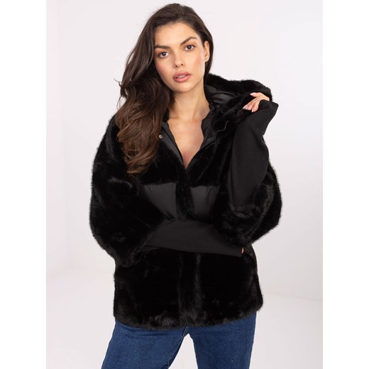 Luźna kurtka z łączonych materiałów czarna (WJ218) ze sklepu goodlookin.pl w kategorii Kurtki damskie - zdjęcie 186669350