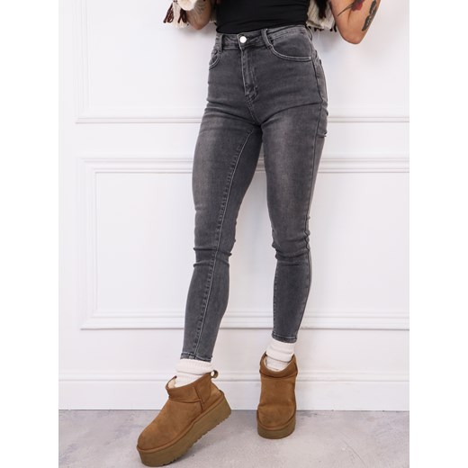 SPODNIE JEANSOWE SKINNY PUSH UP- SZARE ze sklepu olika.com.pl w kategorii Jeansy damskie - zdjęcie 186669434