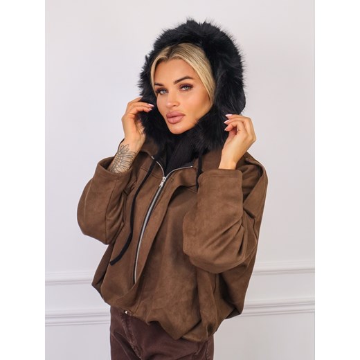 KOMIN/KAPTUR Z FUTERKIEM I ŚCIAGACZAMI- CZARNY ze sklepu olika.com.pl w kategorii Czapki zimowe damskie - zdjęcie 186669450