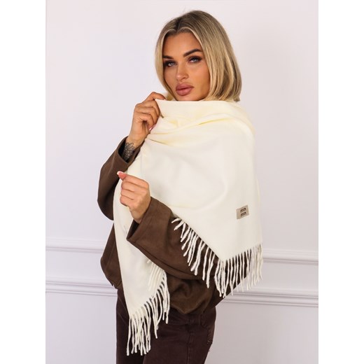 KLASYCZNY SZAL DZIANINOWY Z FRĘDZLAMI- EKRI ze sklepu olika.com.pl w kategorii Szaliki i chusty damskie - zdjęcie 186669452