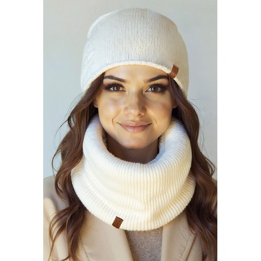 Komplet czapka+komin Vivisence 70115Kmpl ecru ze sklepu kontri.pl w kategorii Dodatki damskie - zdjęcie 186669642