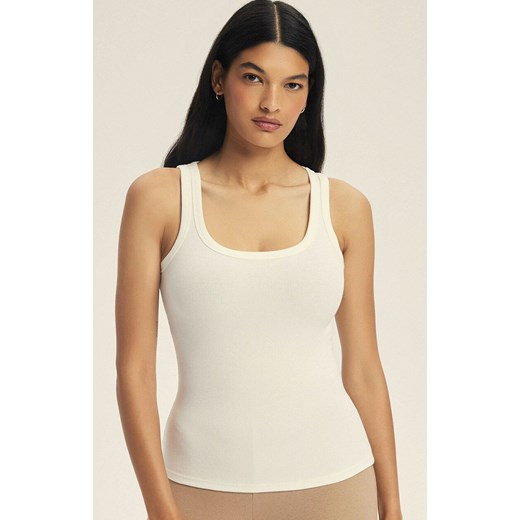 Esotiq prążkowany top damski Jody 44252-01X, Kolor kremowy, Rozmiar L, Esotiq ze sklepu Intymna w kategorii Bluzki damskie - zdjęcie 186671483