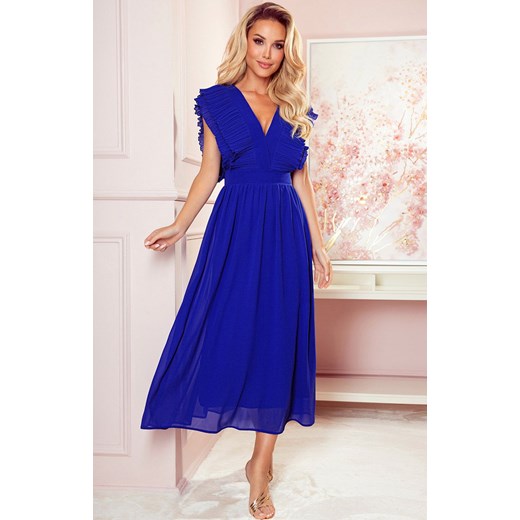 367-2 Yana Sukienka z plisowanymi falbanami, Kolor chabrowy, Rozmiar M, Numoco ze sklepu Intymna w kategorii Sukienki - zdjęcie 186671662